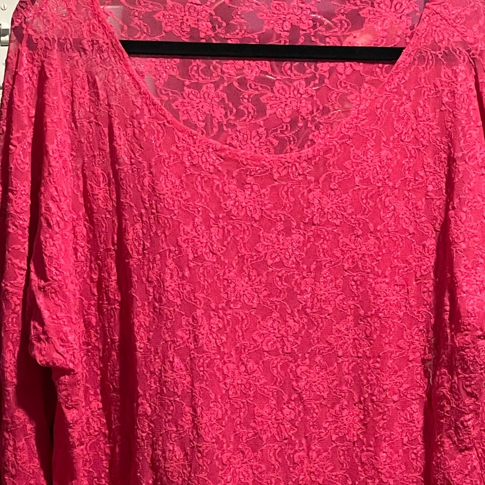 Lace mini dress vtg NWOT 32” long Val Mode Lingerie Tunic Long slv top
